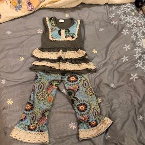 2t long pants sleeveless top ruffled and adorable